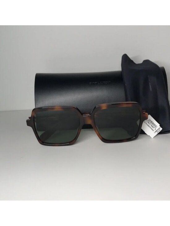 New Authentic Tortoise Square Sunglasses with Black Case SL 174 002 main image 4